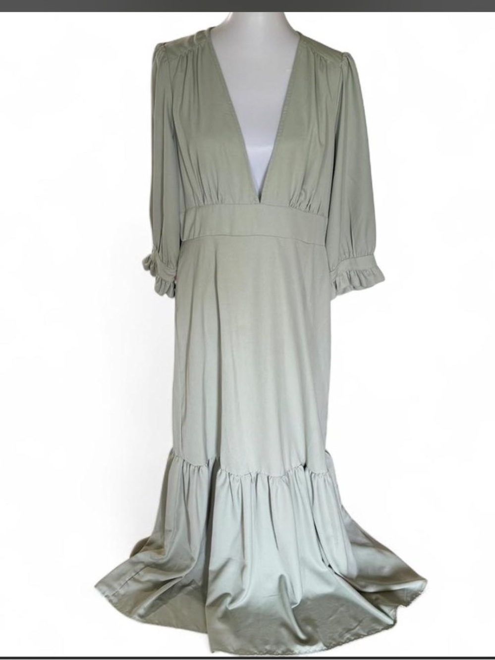 ASOS Sage Green Maxi Dress with Ruffle Hem
